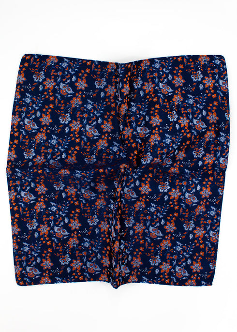 Floral Silk Jacquard Pocket Square - Orange